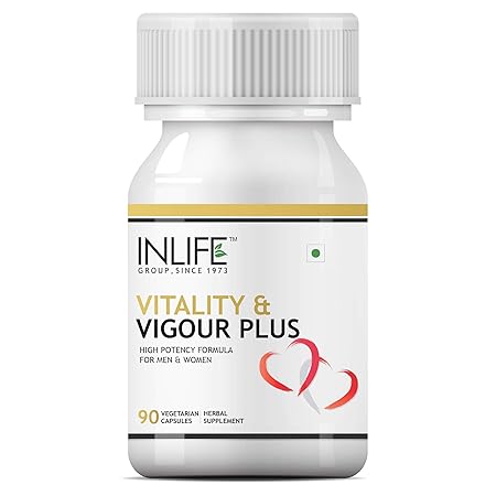 INLIFE Vitality Plus Supplement Safed Musli, Shilajit, Mucuna Pruriens, Ashwagandha powerful ingredients for Men Women - 90 Vegetarian Capsules
