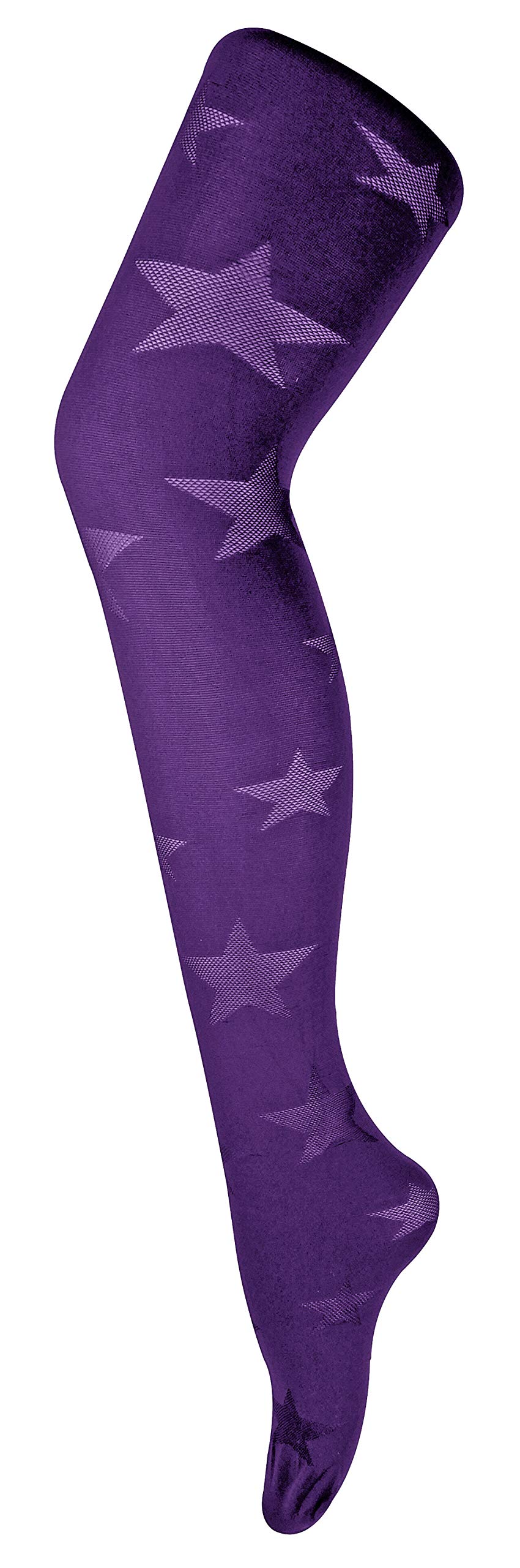 Sock Snob Women's Opaque Patterned Tights - Star - Violet - Size 8-10