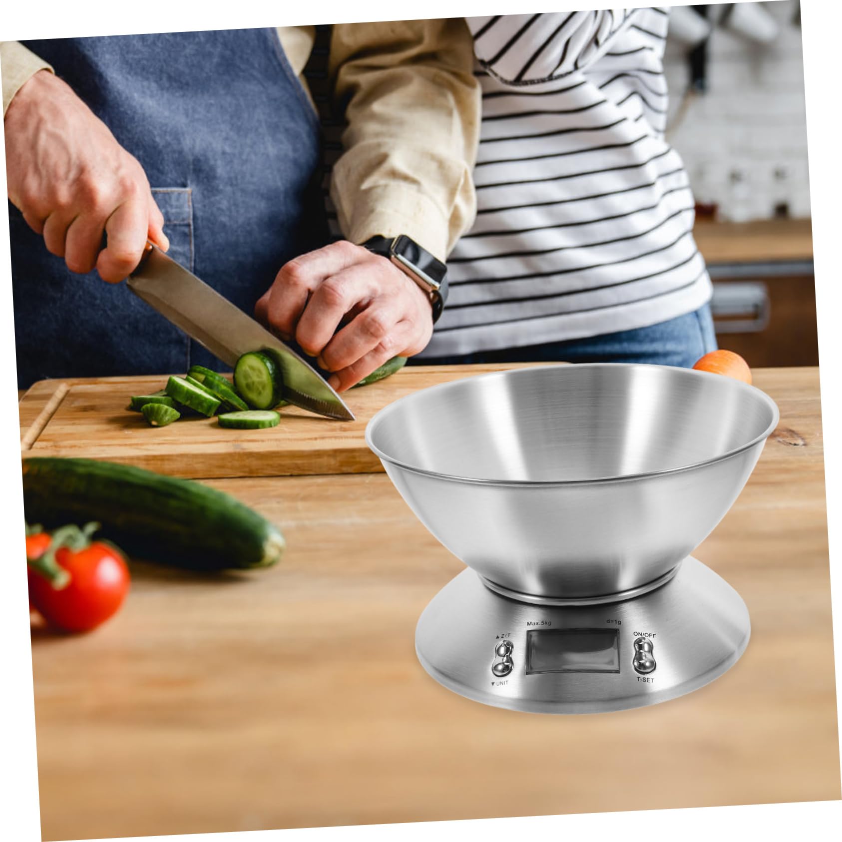 Cabilock Báscula Digital Capacidad 5000g de Cocina de Acero Inoxidable Alta Precisión, Fácil de Limpiar, para Hogar y Repostería