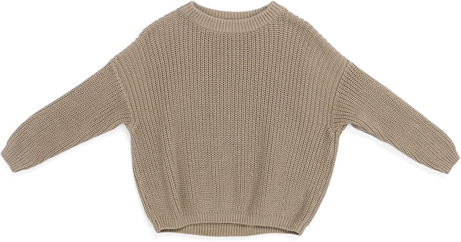 Toddler Boys Girls Knit Sweater Chunky Knitted Crewneck Pullover Baby Relaxed Fit Ribbed Knits Fall Winter Knit Sweatshirt