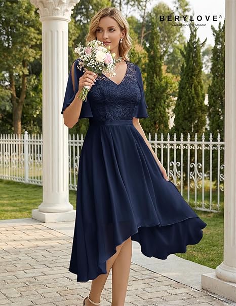 BeryLove Jurk met ruches zoom cocktailjurk dames elegant voor bruiloft BeryLove Jurk met ruches zoom cocktailjurk dames elegant voor bruiloft