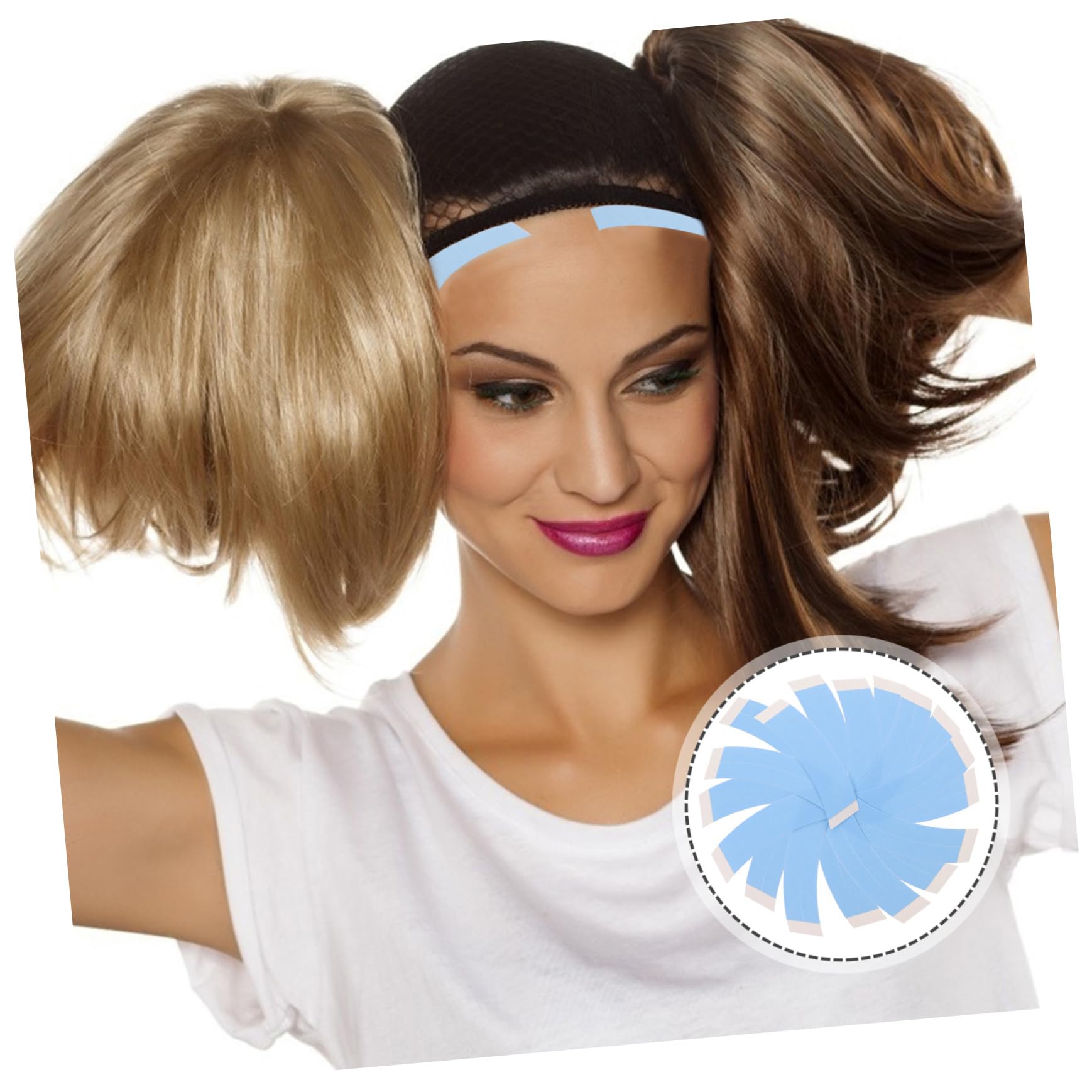 SHERCHPRY Cinta De Doble Cara Double Sided Tape Waterproof Tape Cinta De Tupé De Encaje Pelucas Cintas De Encaje Cinta Frontal De Encaje Peluca Adhesivo Pegamento Blue 36 Piezas X 4
