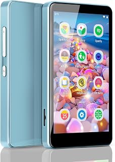 Luoran M4S Kids MP3 Player: Spotify Kids, Parental Controls, Audible, Amazon Music, 4" IPS Screen, Bluetooth, Up to 512GB Blue
