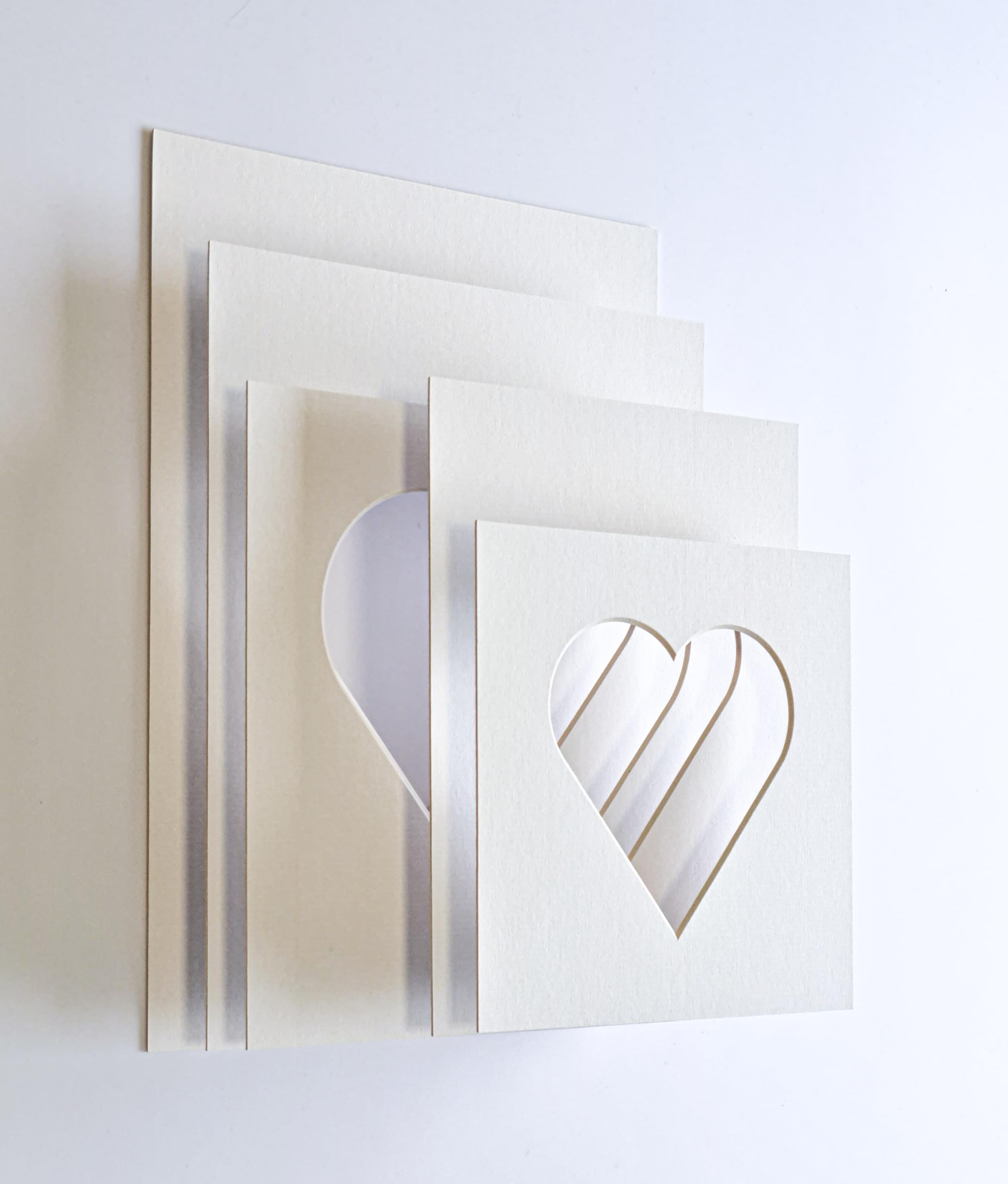 Five Pack of Heart Cut Out Photo Picture Mounts Off White (Style 2) Size 15x15cm fit 10x10cm
