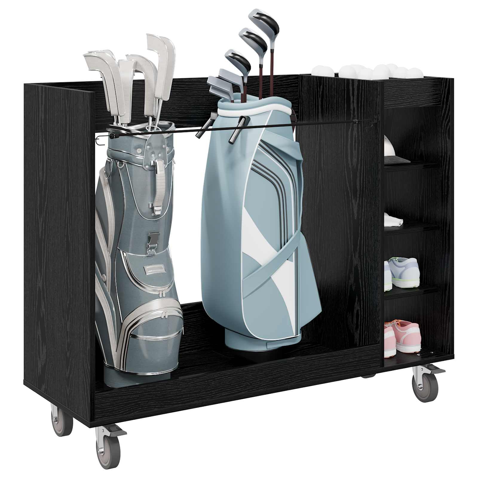 Vidaxl Golf Cabinet With Wheel Plain Oak 120 X 45 X 98 Cm Black