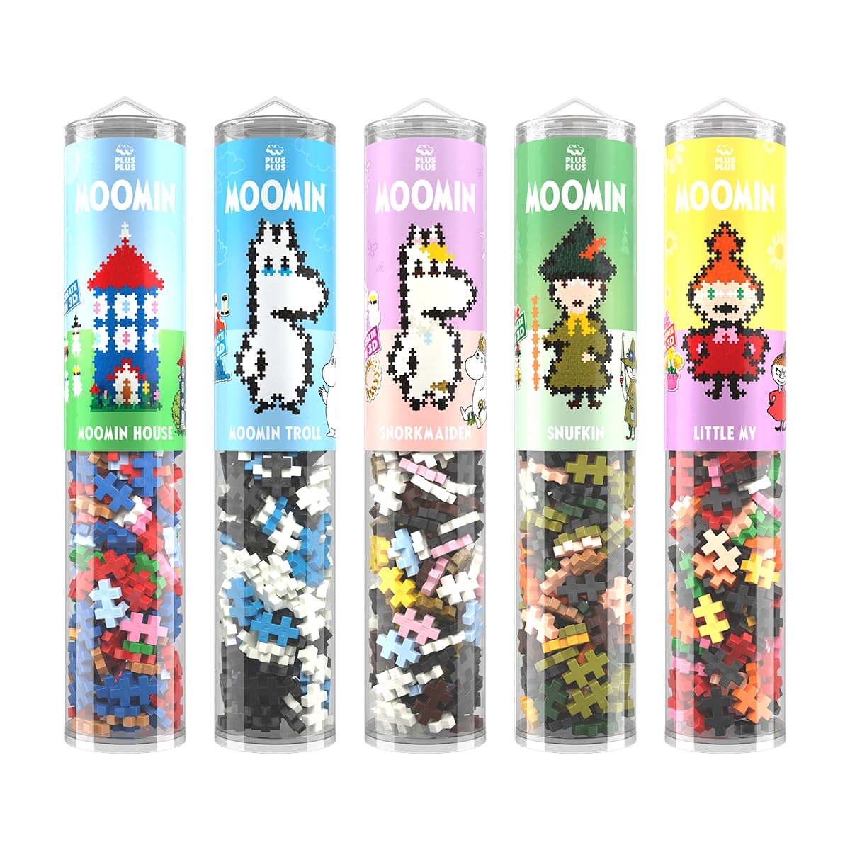 Plus-Plus 7551 Mumin Bundle, Geniales Konstruktionsspielzeug, Kreativ-Bausteine, Puzzle by Numbers, 5 Tubes mit je 270 Teilen ab 7 Jahren
