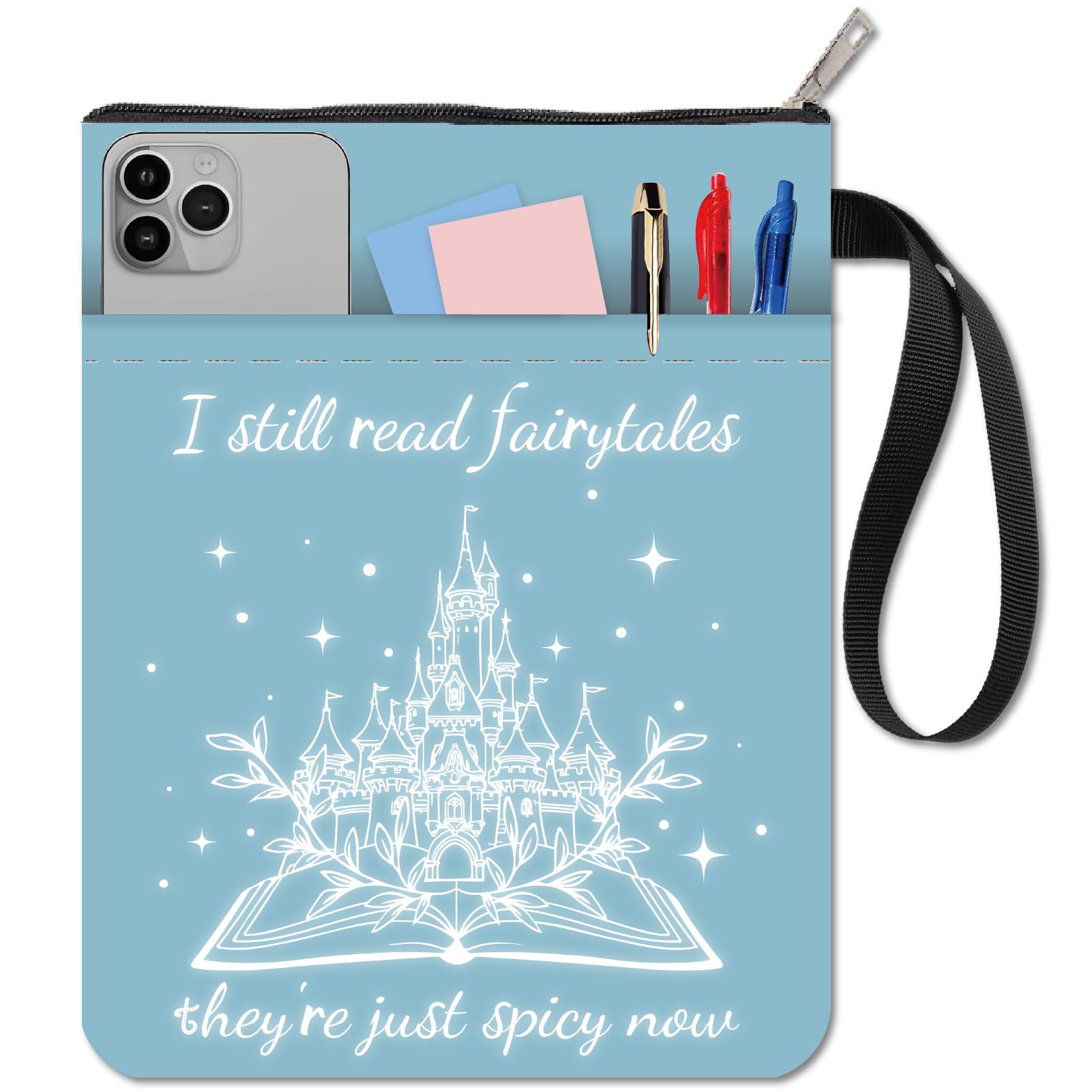 CRASPIRE Funda para Libro con Cremallera Patrón de Libros Funda Protectora para Libros En Rústica Castillo Fundas de Tela de Tela Lavables Impermeables Amantes de los Libros Compañero de Clase