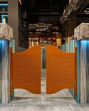 Saloon Cafe Swinging Doors, Vintage Bar Cafe Saloon Doors, 2 Paneled Counter Swinging Door for Emporium/Corridor, Pre-Sanded Interior Doorway Aisle Pub Doors Fence  Size W95xH90cm37 3/8"x35 3/8"