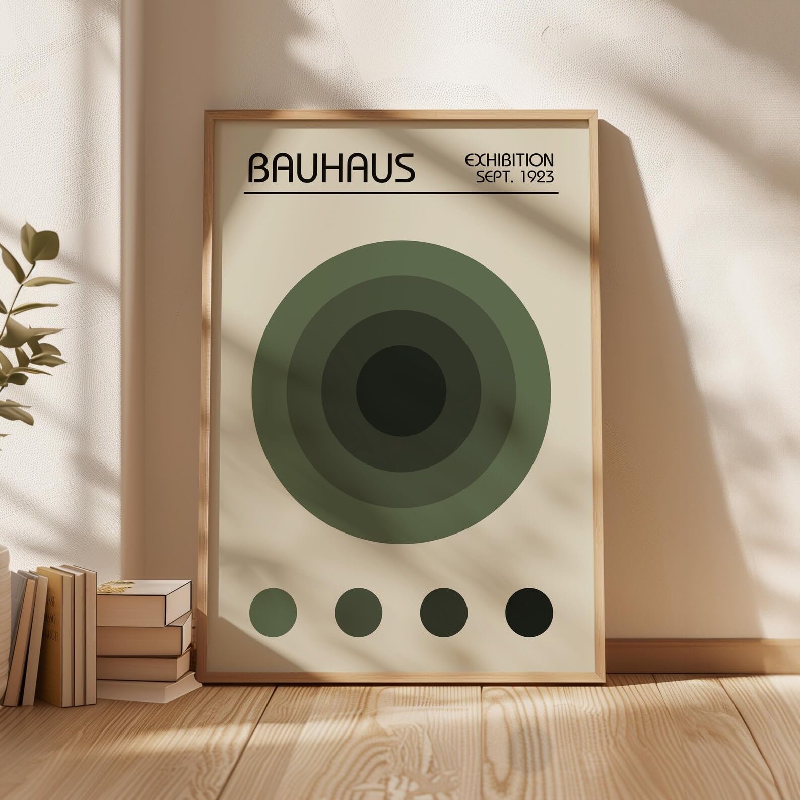 LMYCHENG Green Circle Poster Prints, Geometric Exhibition Wall Art, Retro Modern Painting for Living Room, Home Wall Decor(60x90cm/Frameless)