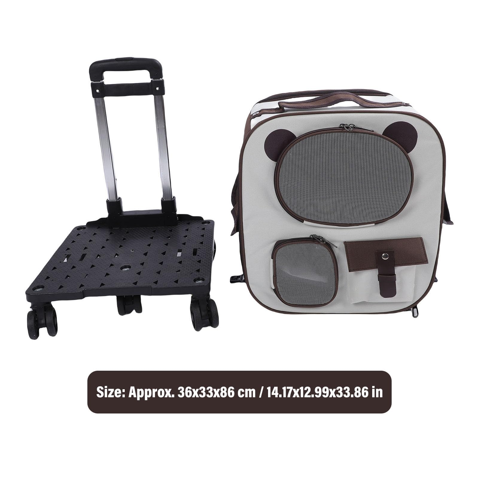 Rolling Pet Carrier Backpack with Wheels, 2 in 1 Breathable Window Portable Cat Dog Carrier Large Capacity Airline Approved Pet Carrier with Telescoping Handle for Travel Hiking