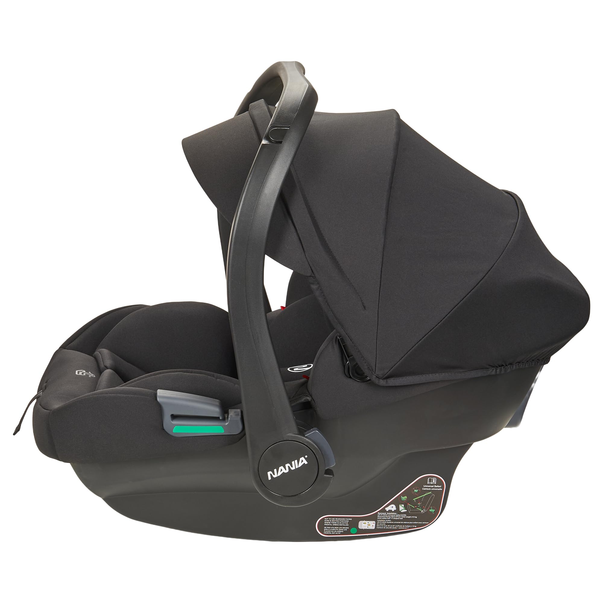 Seggiolino auto con cintura di sicurezza NANIA Rimini 40-87 cm R129 i-Size – dalla nascita fino a 13 kg, Gruppo 0+, poggiatesta regolabile – protezione laterale – inserto lombare e di riduzione