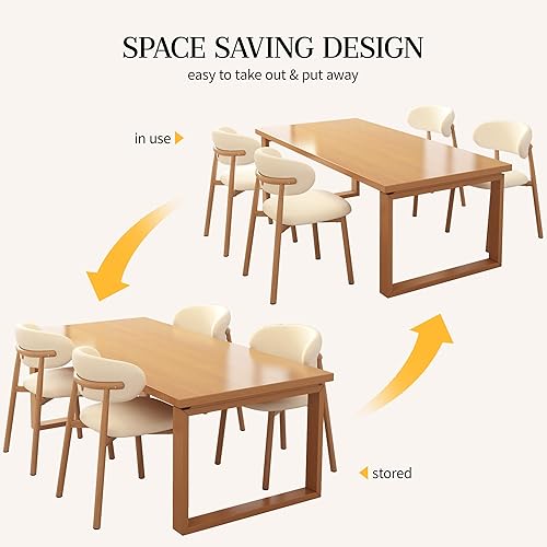 Miniatura 5 de Juego de 2 sillas de comedor de cocina de lino suave moderno con patas de metal, beigeoriginal