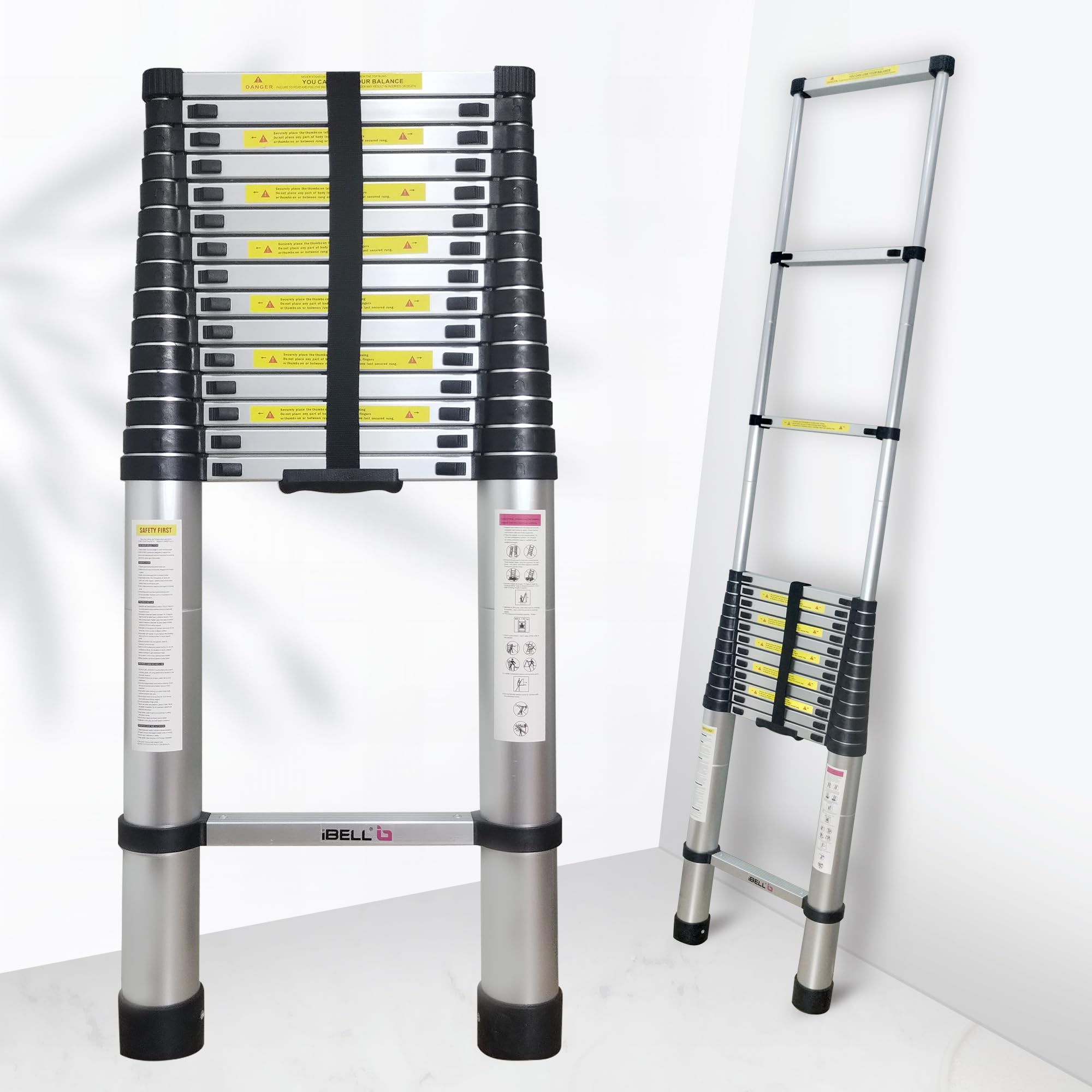 iBELL TE205 6.25m (20.5 Feet) Portable & Compact Aluminium Telescopic Ladder | 16-Steps Foldable Multipurpose Step Ladder for Home & Outdoor Use-image-47