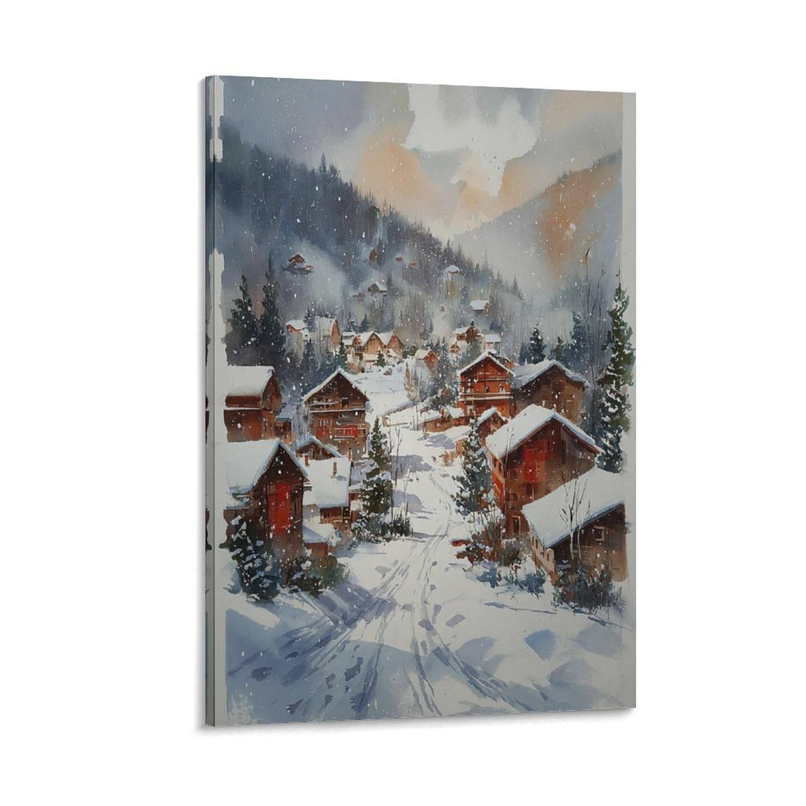 LCYNNH Steamboat Springs Winter Watercolor 20x30inch(50x75cm) Vintage Travel Poster Watercolor Canvas Art