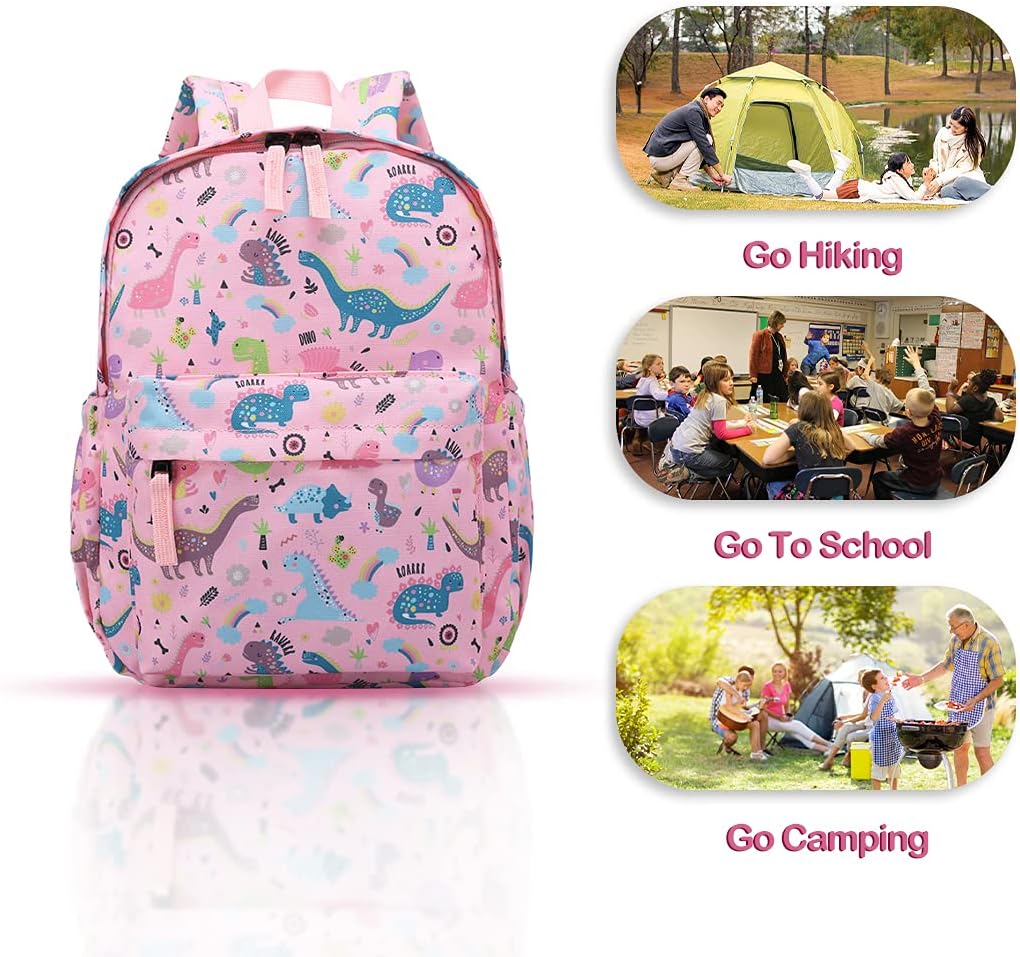 Cute Toddler Backpack for Boys Girls Preschool Kindergarten Nursery Travel School Bag with Chest Buckle(Pink Dinosaur) - Image 7
