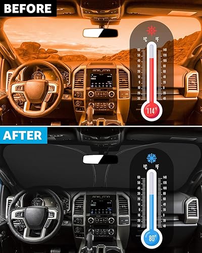 Vista 485 de Proadsy Parasol para parabrisas para BMW X1 F48 2016-2022 de 4 capas plegable, protector de parasol frontal que bloquea los rayos UV y mantiene