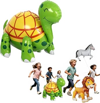 3D Standing Tortoise Balloon Party Decor, Self-Standing & Eye-Catching for Pet-Themed Birthdays & Celebrations
