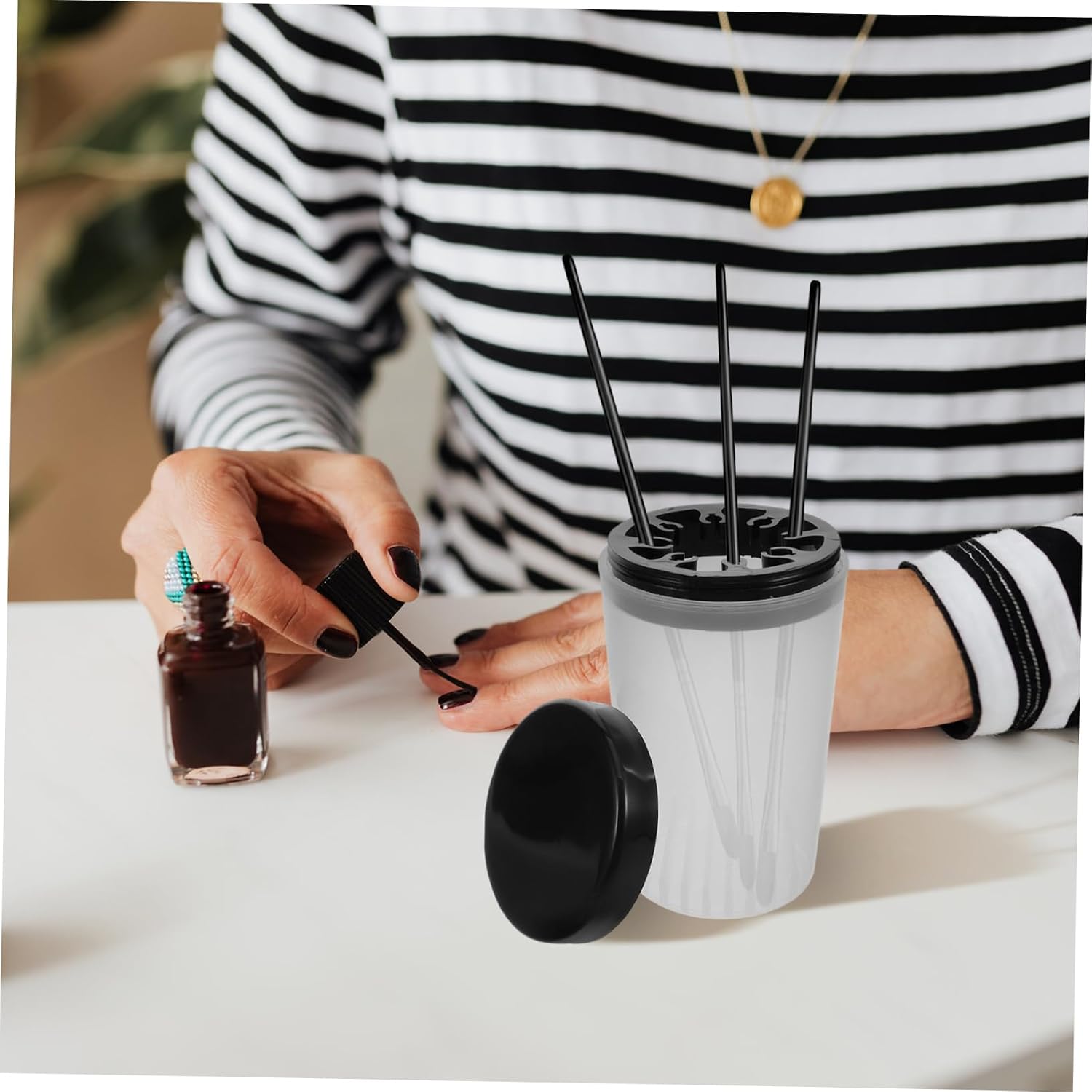Didiseaon Nail Art Brush Cleaner Cup Holder Multifunctional Nail Tool Cleaning Cup Uv Gel Pen Holder Washing Bucket