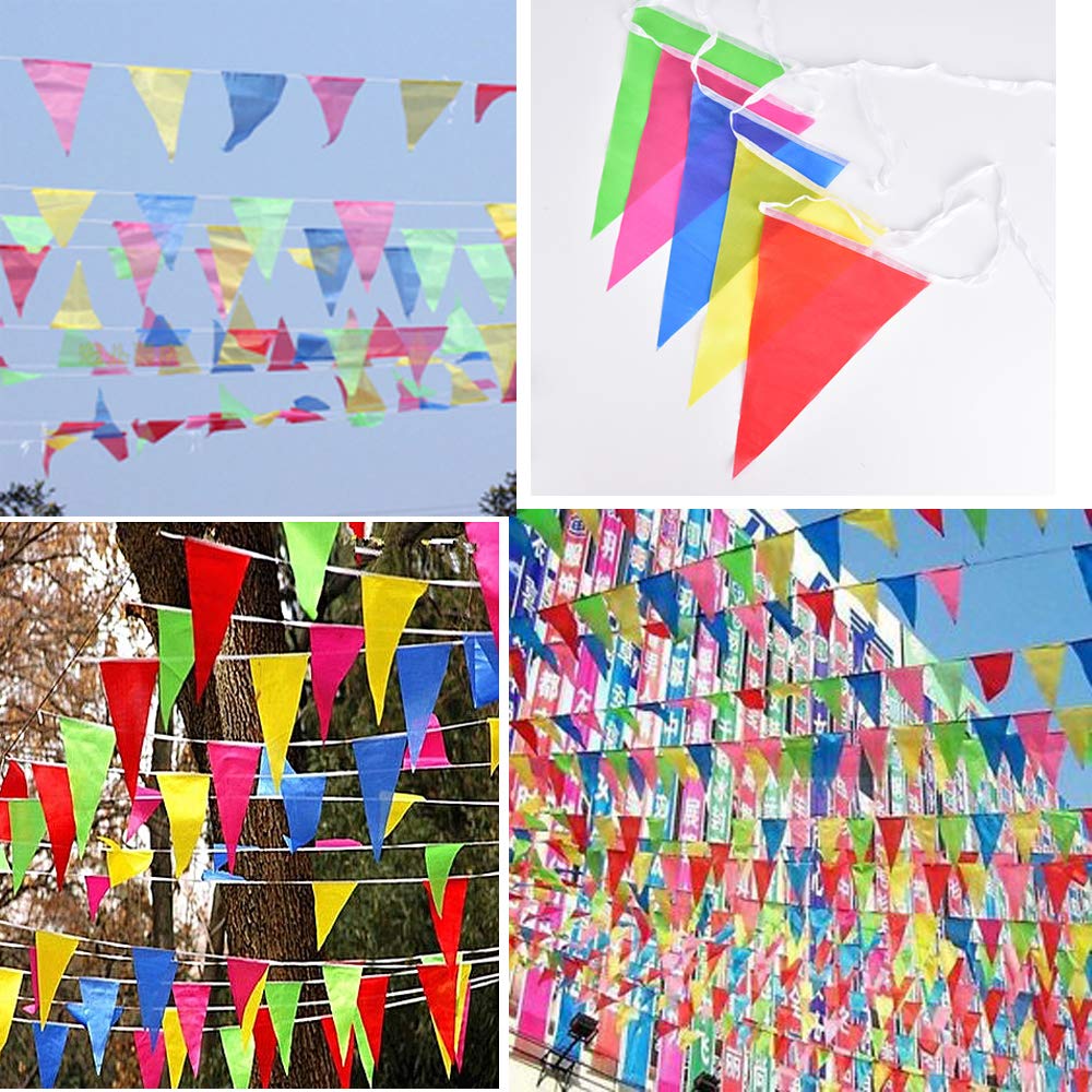 Bandierine in tessuto, 10 m, bandierine triangolari, multicolore per matrimoni, compleanni, baby shower, feste (verde