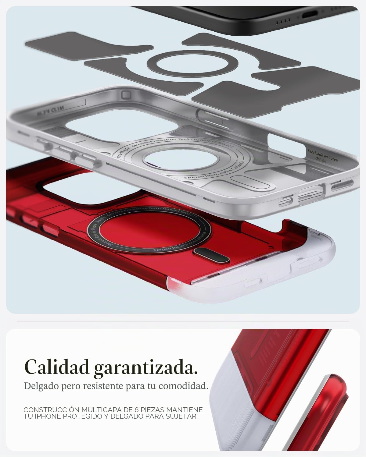 Spigen Funda para iPhone 16 Pro MAX, Classic C1 MagFit Compatible con MagSafe - Rubí