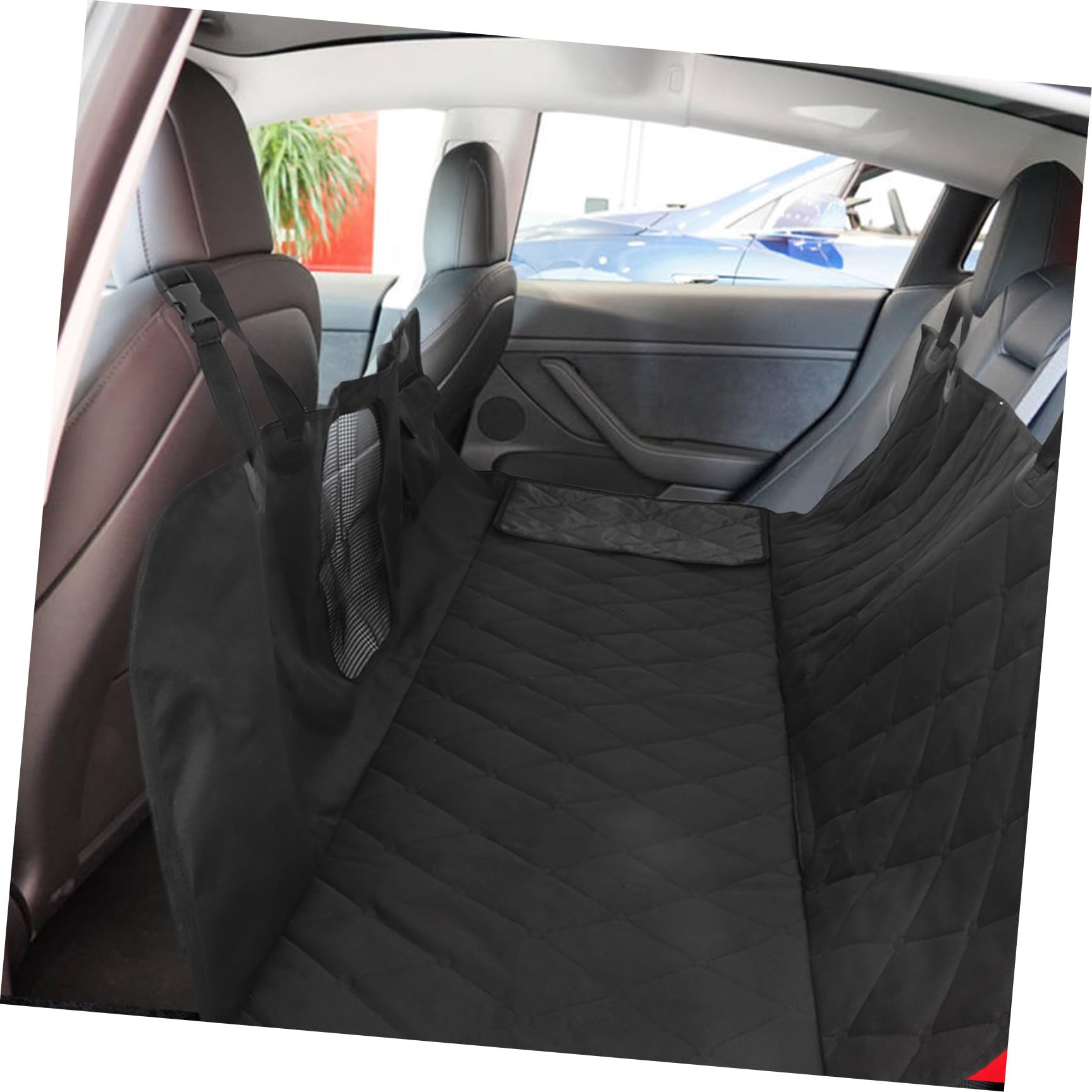 Funda para Asiento Trasero de Coche para Perro, Hamaca Negra Solapas Laterales Plegables, Base Antideslizante Resistente a Arañazos, Protector para SUV y Camiones, Accesorio