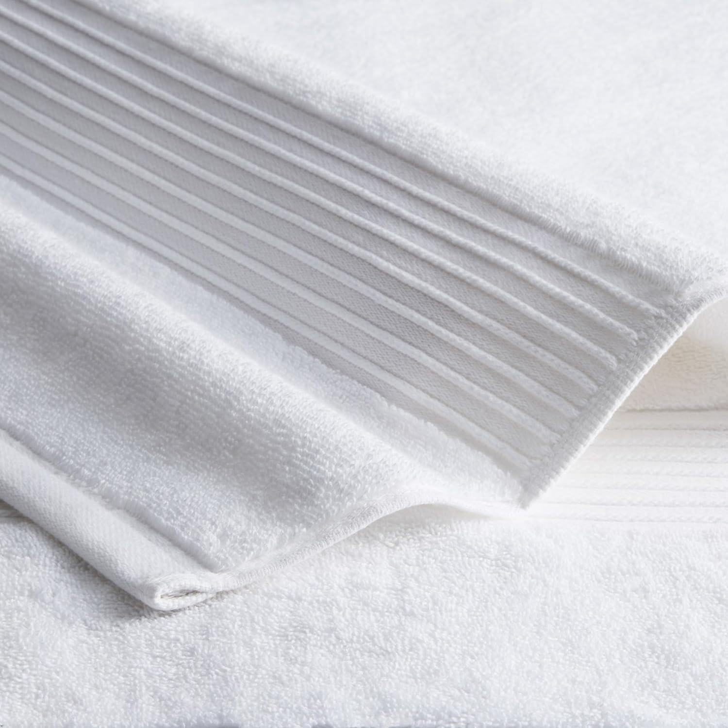 Town & Country Everyday 6-Piece Assorted Solid Dobby Border Set, 2-Bath Towels, 2-Hand Towels, 2-Washcloths, 100% Cotton, Plush & Absorbent 650GSM, White - Image 3