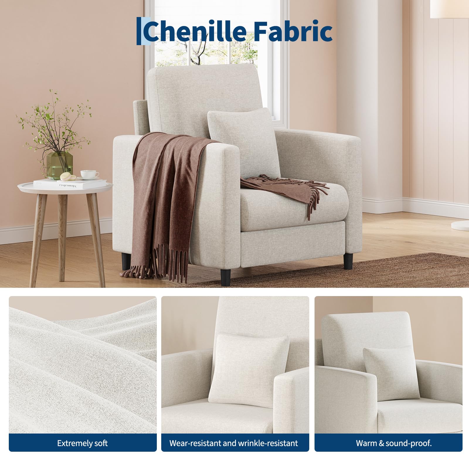 2-Sitzer Sofa & Akzentstuhl Set – Kompaktes & bequemes Design – Polyurethan-Polsterung – Ideal für kleine Räume, Wohnzimmer oder Schlafzimme