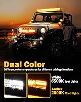 Vista 5 de Auxbeam Serie Blanco Ámbar de 6 Modos, Barra de Luz LED de 22" con Conjunto Combo de Módulos LED de 3", Luces Estroboscópicas Intermitentes de Doble