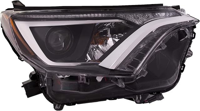 HEADLIGHTSDEPOT Black Housing Halogen Headlight Compatible with Toyota RAV4 2016-2018 Includes Right Passenger Side Headlamp USA Built