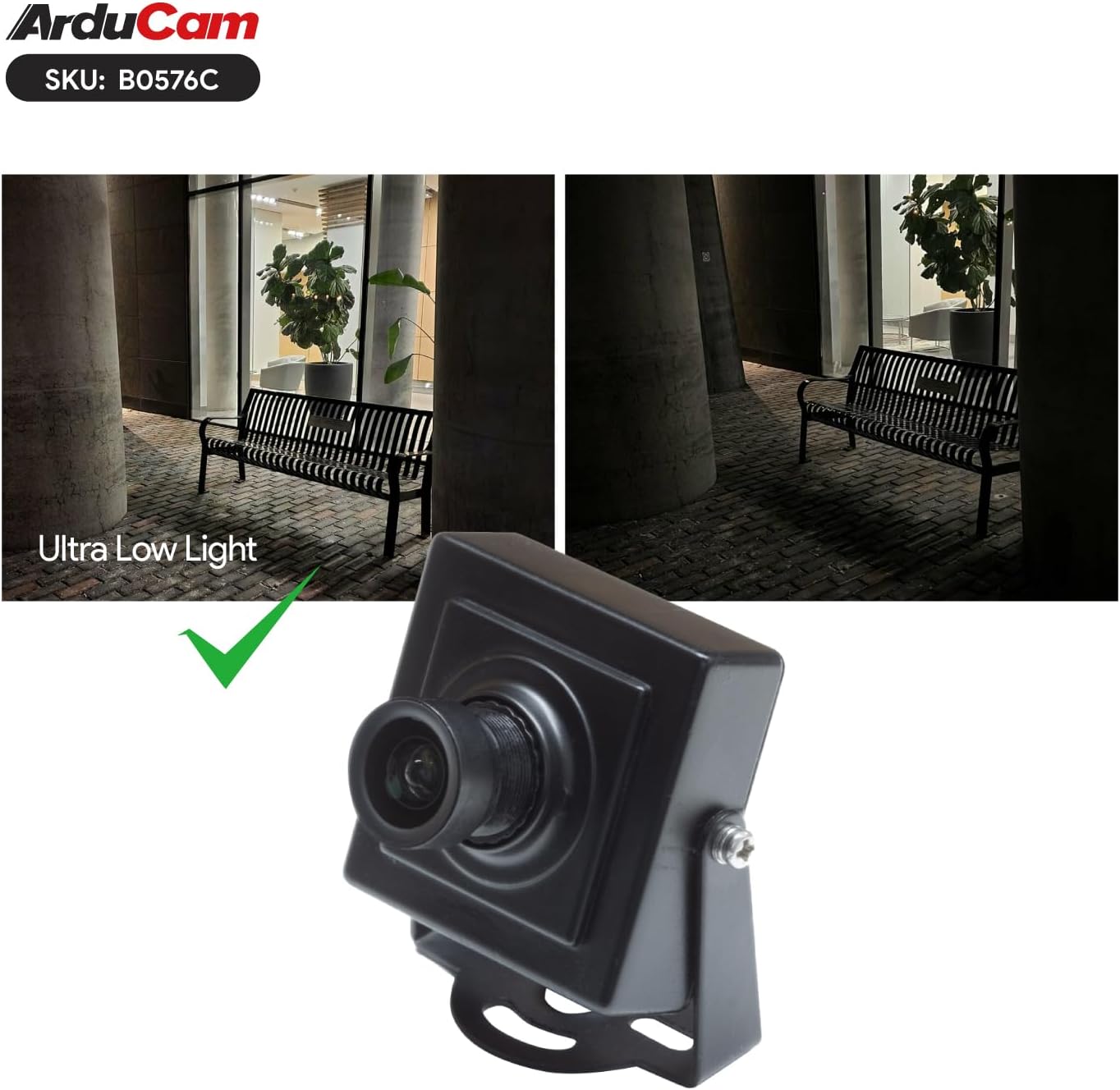 Arducam Starvis USB Camera Module, 1080P Low Light Webcam, Mini UVC USB2.0 Lightburn Camera for PC, Laptop, Raspberry Pi