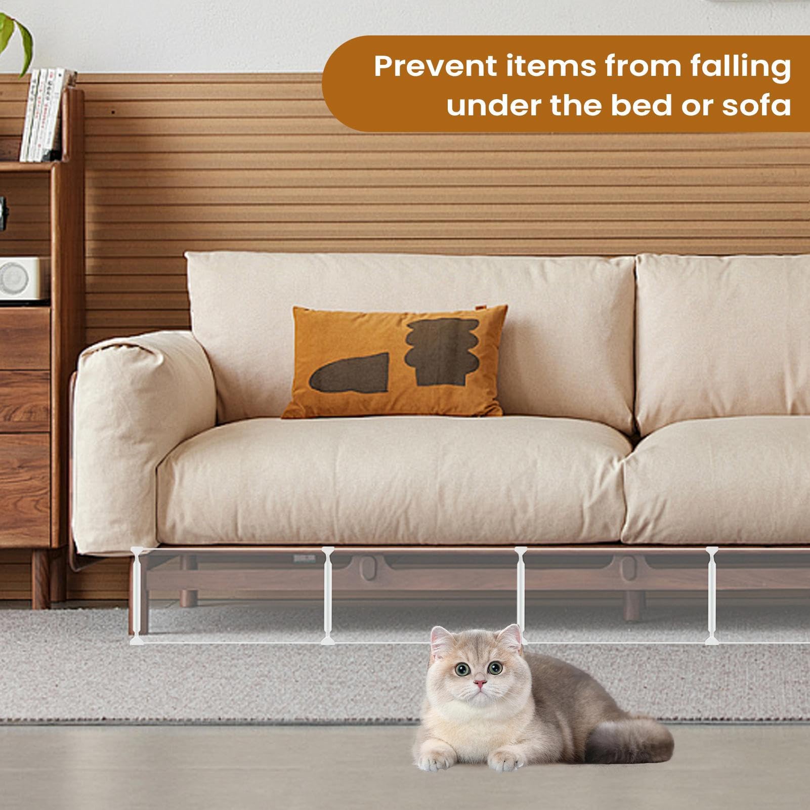 Protector para Mascotas Debajo De La Cama - Tablero De Barrera Ajustable Y Transparente - Bloqueadores Bajo Cama,para Gatos Perros Hogar Muebles Sofá Sillón Sala De Estar Dormitorio Esquina
