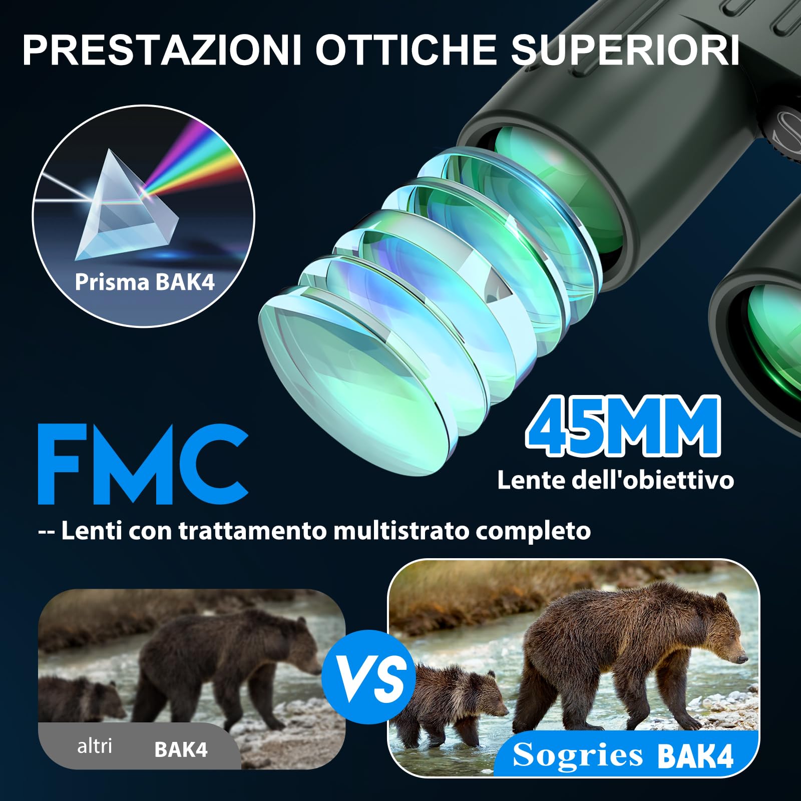 Binocolo 14 x 45 per adulti ad alta potenza, binocolo HD per bird watching, caccia, con adattatore per telefono in lega di alluminio, treppiede, impermeabile e a prova di nebbia, ampia visuale per