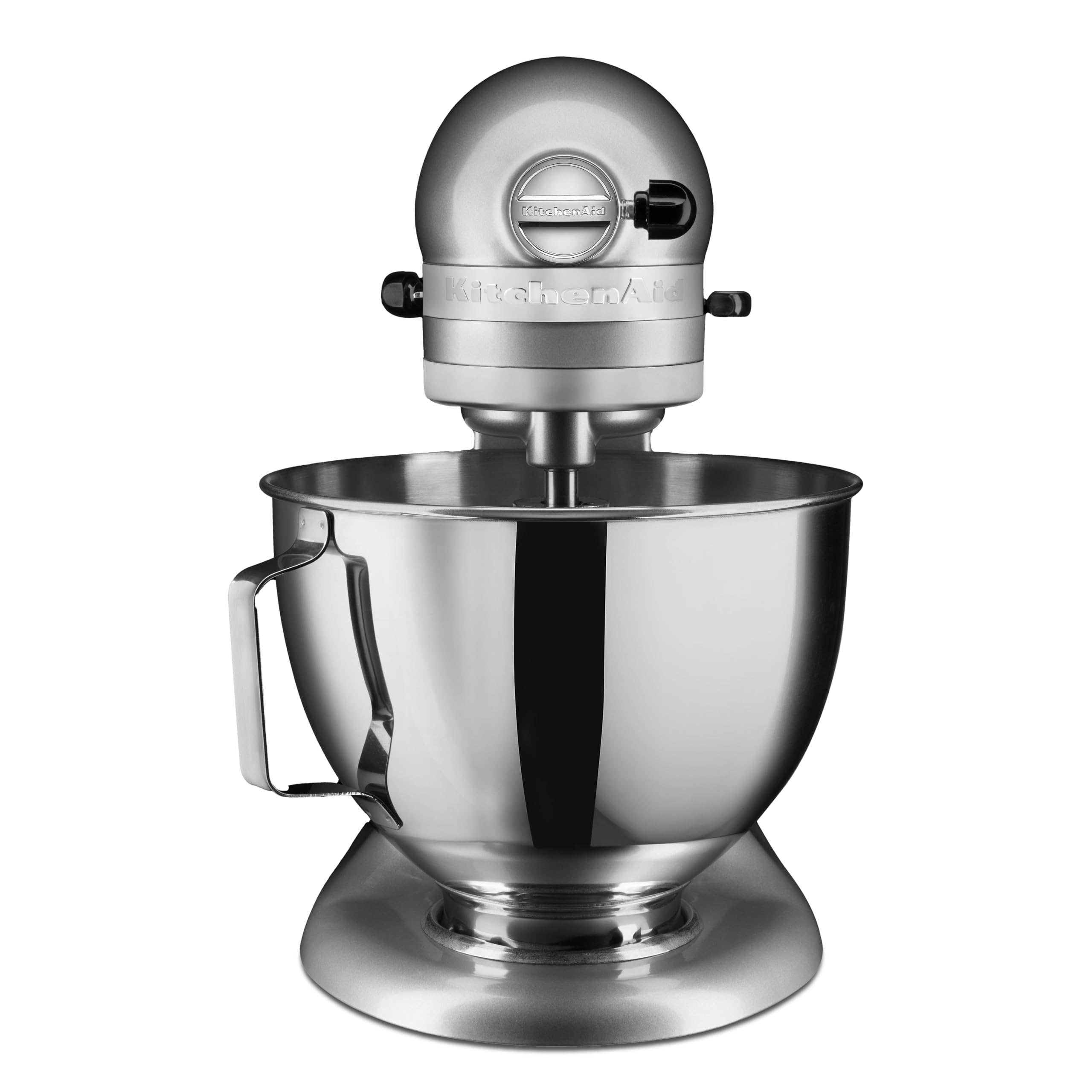 KitchenAid Classic Robot Pâtissier 4.3L à Tête Inclinable, 10 Vitesses Démarrage Doux, Batteur Plat, Crochet & Fouet, Mélange Planétaire, 59 Points de Contact, Argent Contour