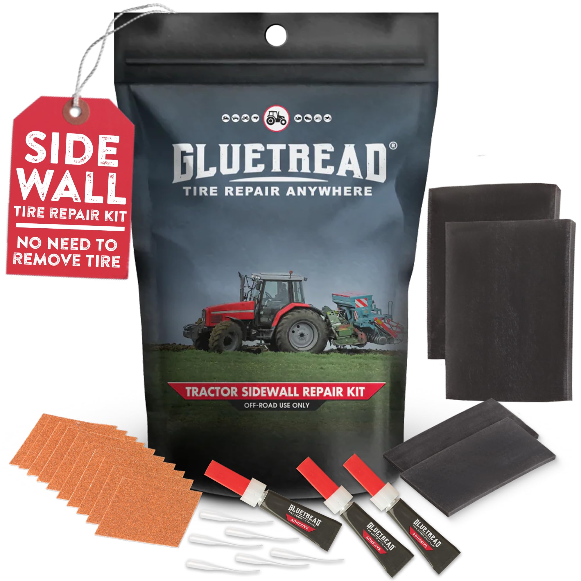 GlueTread Kit Riparazione Pneumatici Trattore E Agricoli - Toppe Laterali Senza Smontare La Ruota - 3
