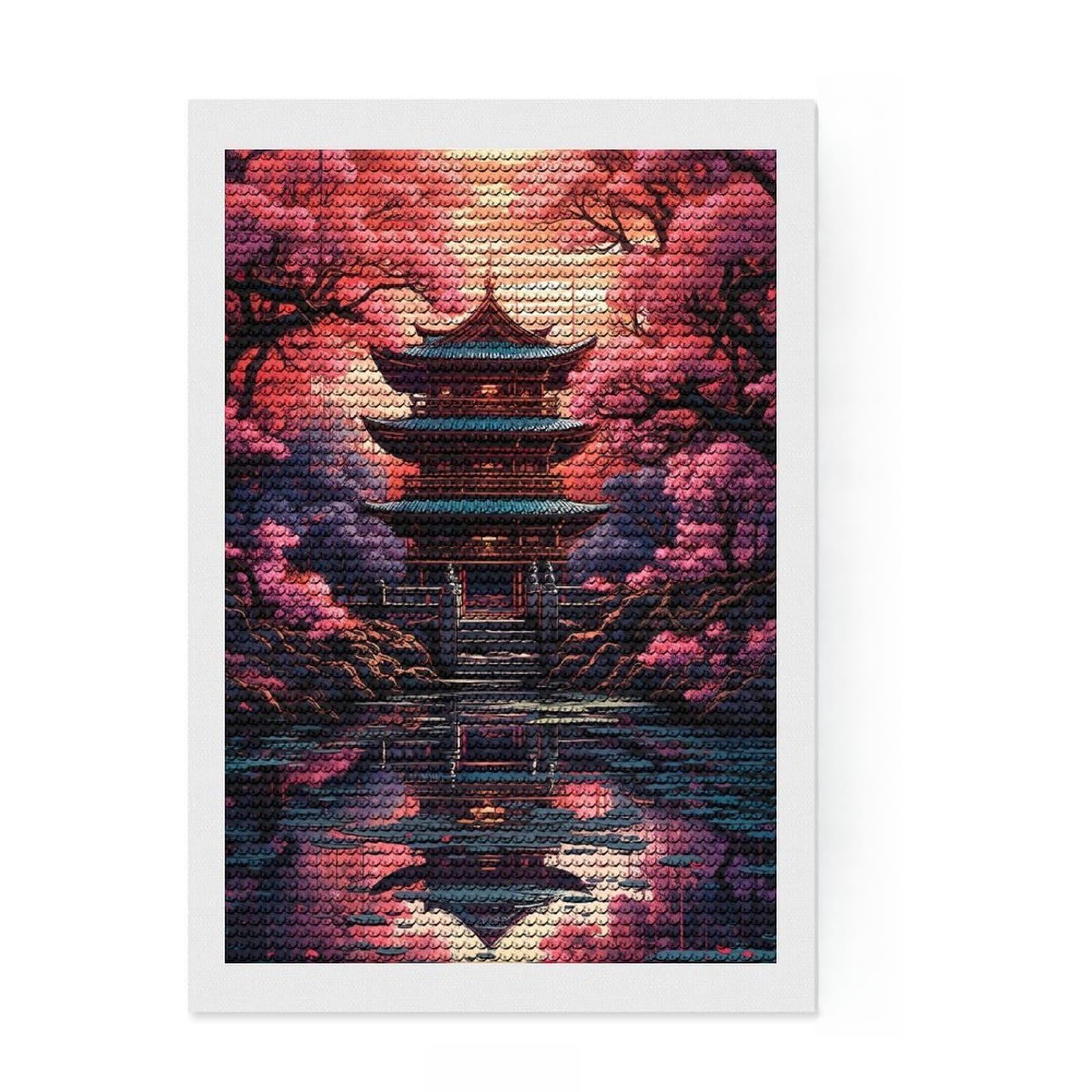 Junmoney Japanese Kominka Painting Diamond Painting Kit 8"x12", for Adults, Aesthetic Room Decor, Enjoyable At-Home Hobby, Thoughtful Handmade Gift