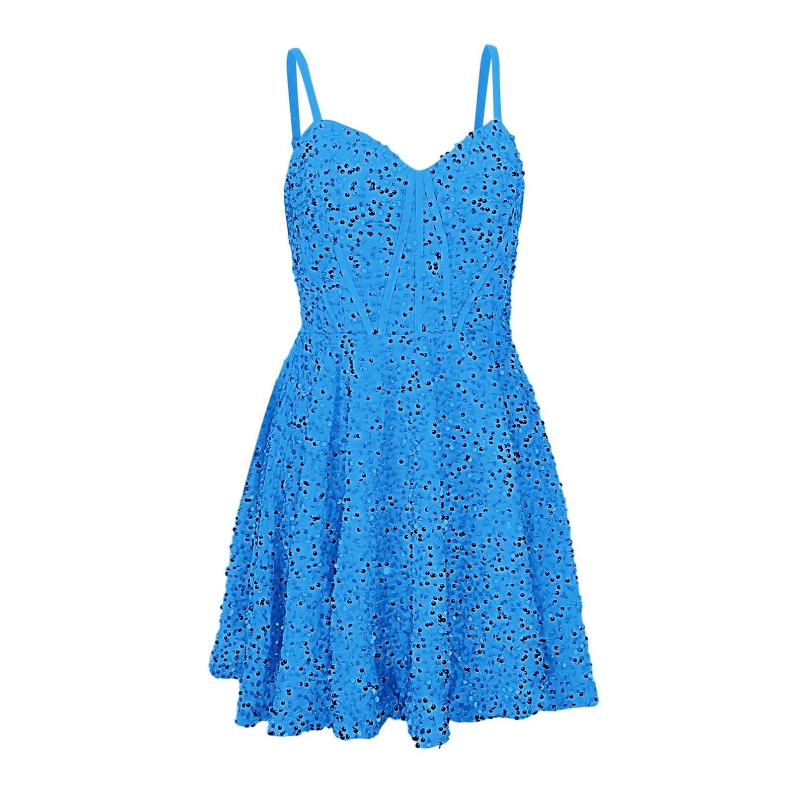 Robe Paillette Femme Grande Taille, Robe Sexy Femme sans Manches Chic Et Elegant Col en V Style Rétro Couleur Unie Disco Courte Carnaval Carnaval Dress pour Club De Soirée