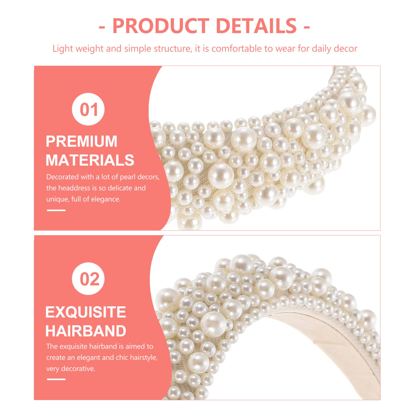 Beaupretty Pearl Hairband Wide Baroque Sponge Headband with Embellished Pearls for Women Bridal Parties and Daily Wear Hair Accessory - Image 4