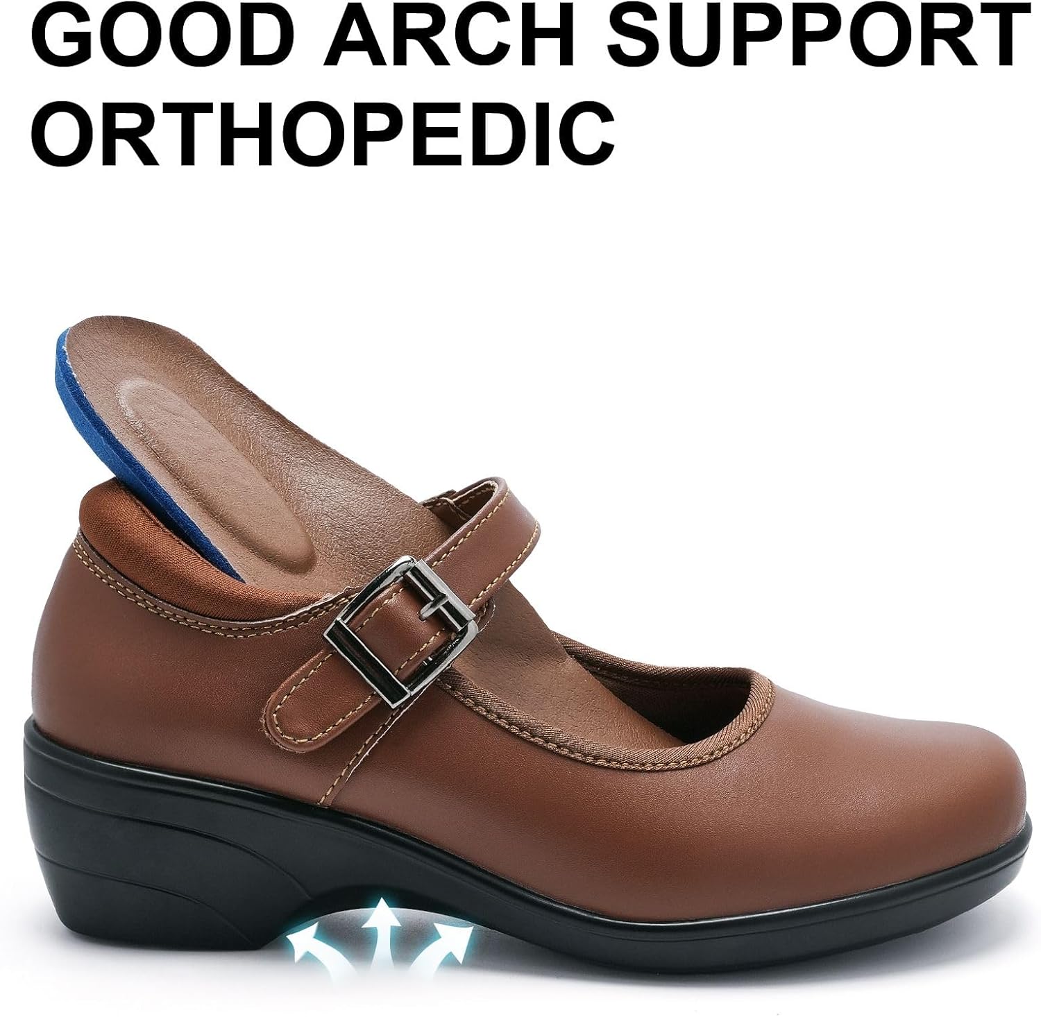 Womens Mary Jane Shoes with Arch Support Round Toe Ankle Strap Loafers Memory Foam Comfort Dress Shoes - Image 5