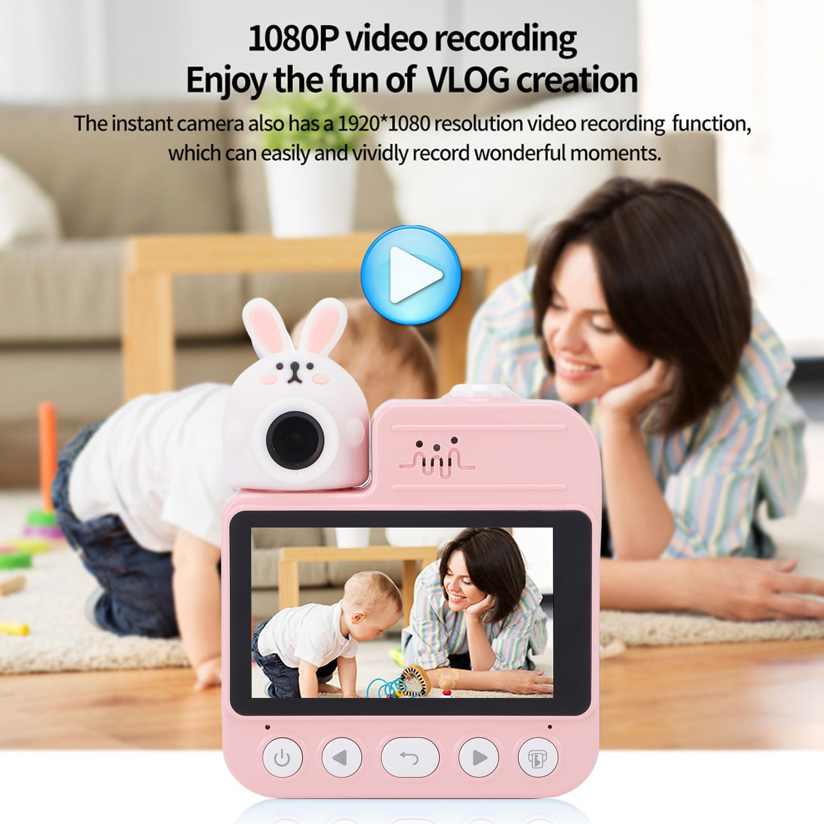 Caméra Numérique à imprimé instantané, Caméra de Voyage Portable 32MP 1080p 1080p Cartoon Cartoon avec écran de Couleur de 3 Pouces pour Les Cadeaux d'anniversaire pour Les