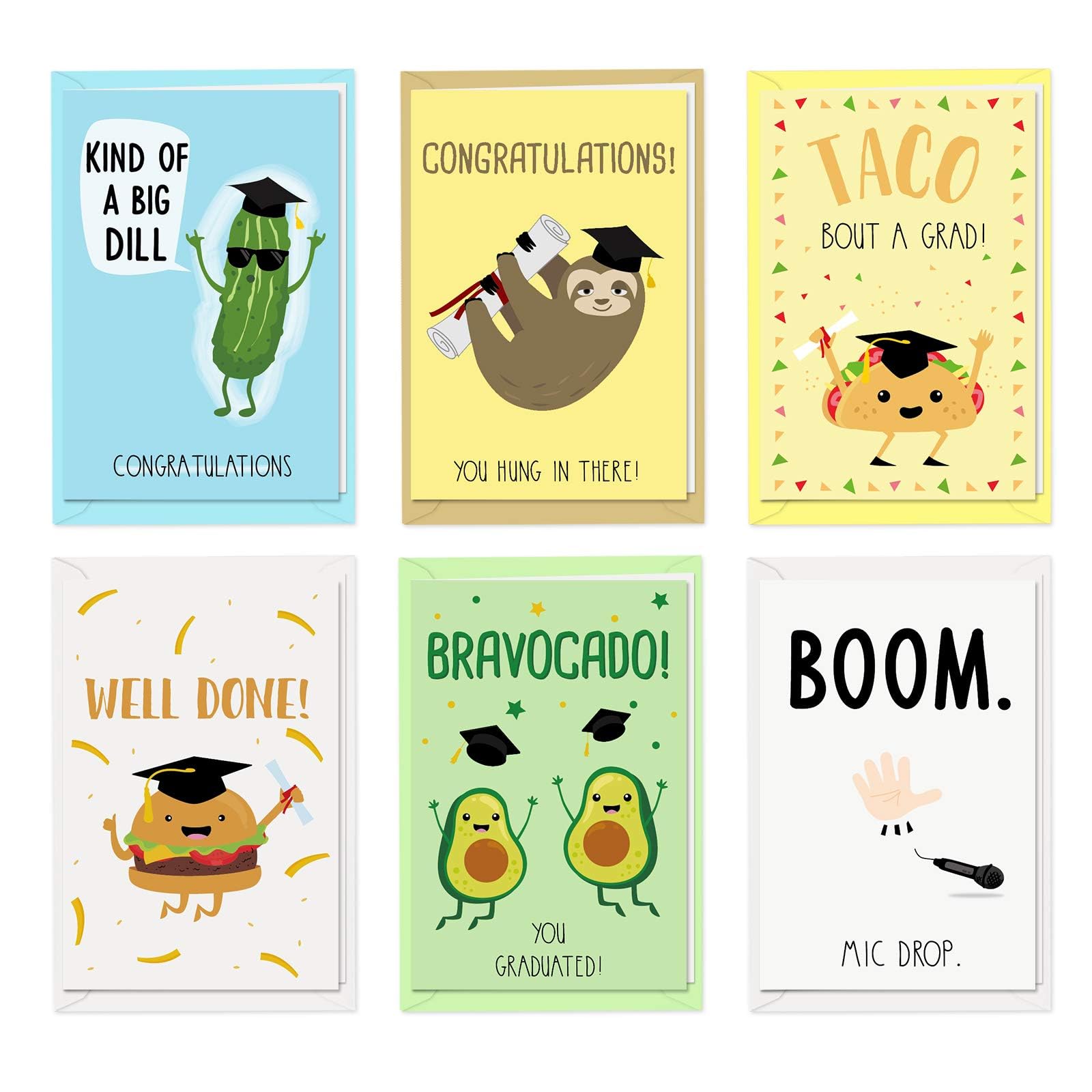 Sinasasspel 36Pack Congratulations Cards Assortment with Envelopes Stickers Funny Graduation Greeting Card For Graduation Party Supplies Congrats Grad