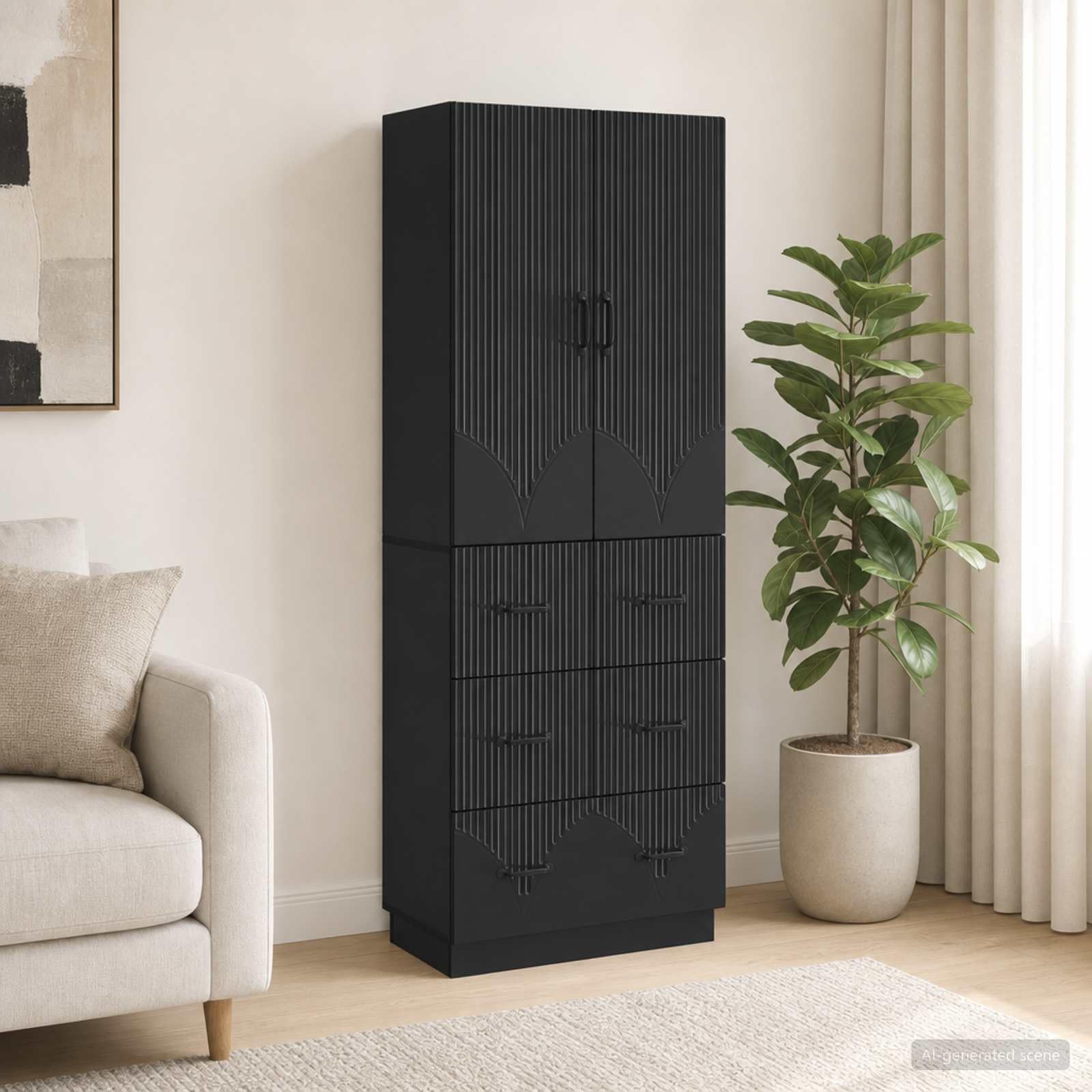 Set di Armadi 2 Pezzi 66x34,5x87 cm Legno Ingegnerizzato Nero