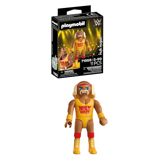 PLAYMOBIL | WWE® | Hulk Hogan™ | Figura de Superstar legendaria con Accesorios y Base | para Fans a Partir de 5 años | 71958