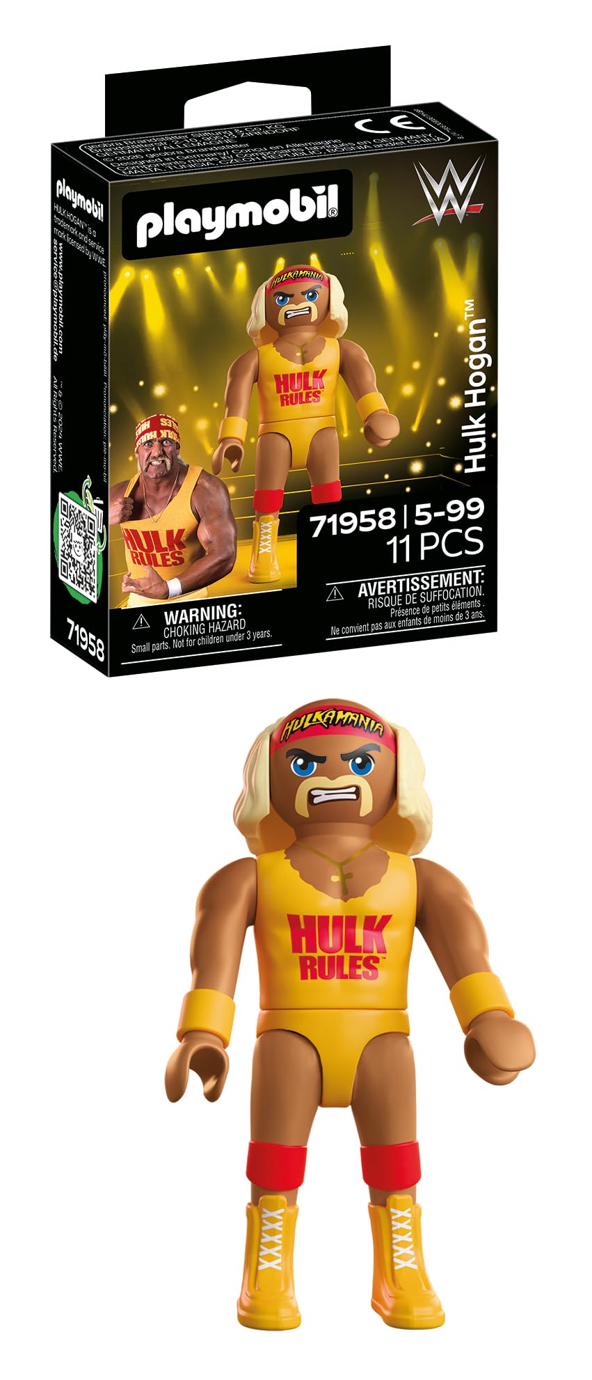 Playmobil | WWE® | Hulk Hogan™ | Legendary Superstar Figure with Accessories & Display Stand | For Fans Aged 5+ | 71958
