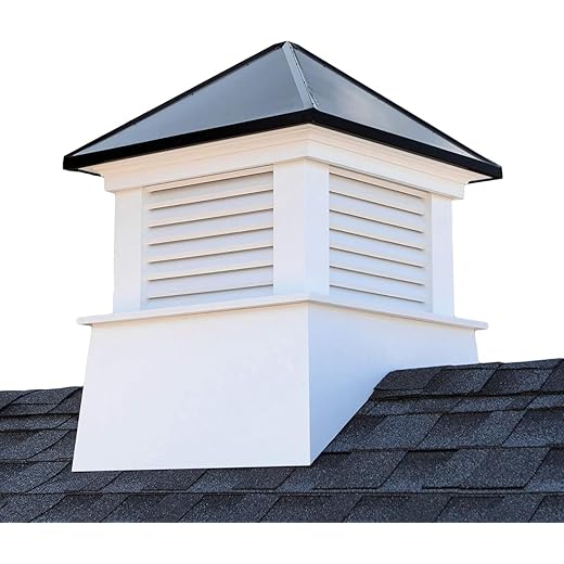 Good Directions Vinyl Manchester Louvered Cupola with Black Aluminum Roof, Maintenance Free Solid Cellular PVC Vinyl, 18" x 22", Quick Ship, Reinforced Roof and Louvers, Cupolas