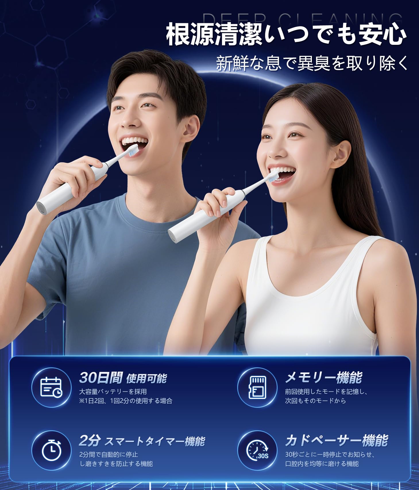 Amazon.co.jp: 電動歯ブラシ 音波式 電動ハブラシ横振り IPX7防水 6