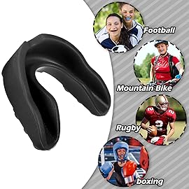 Sport Mouth Guards Gum Teeth Armor Game Guard for Boxing Basketball Football Hockey Karate Basketball Rugby Match (10 Pcs,Blue, Black)