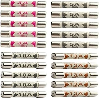 20 x Fuses Mixed Household Electrical Ceramic Domestic Mains Plug Fuses 3A 5A 10A 13A Fuses by ZARB (20)