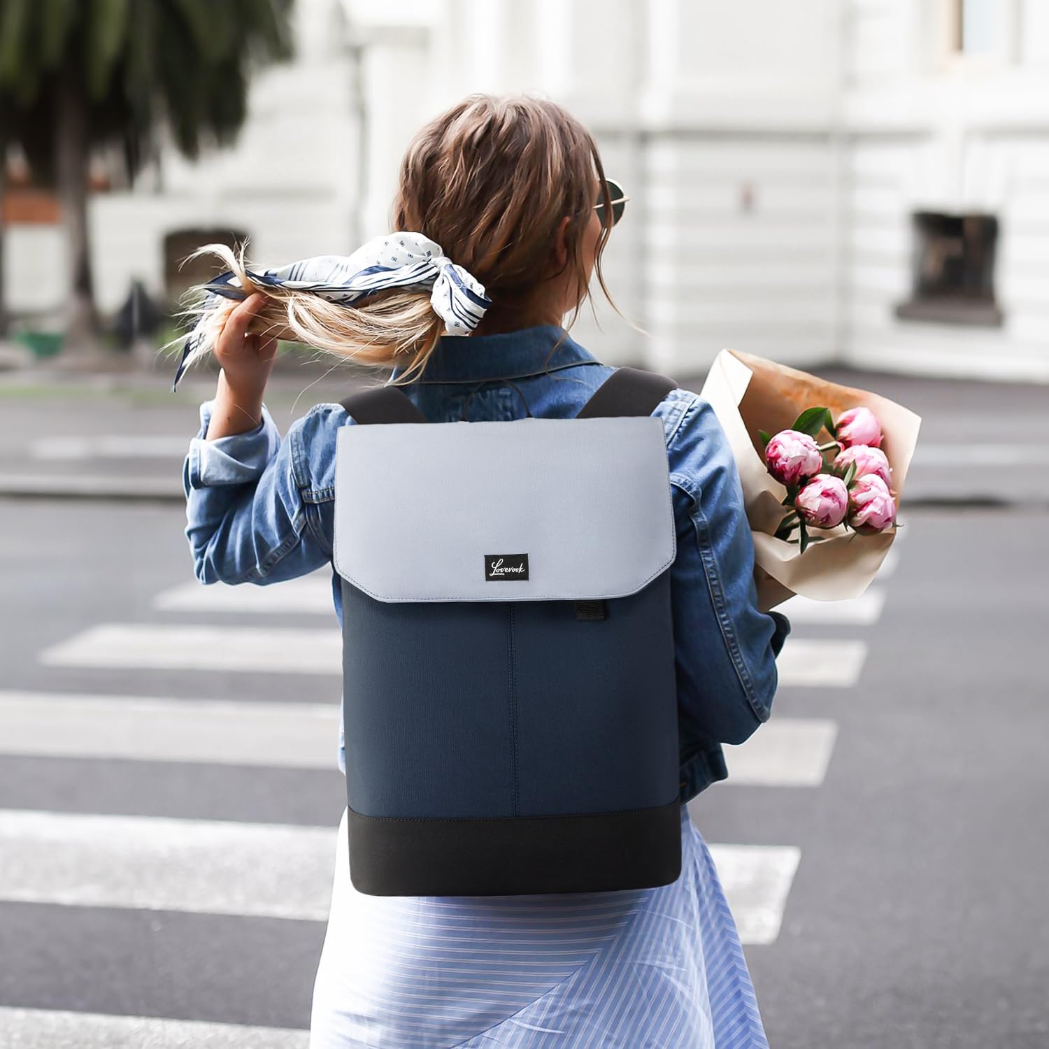 LOVEVOOK Zaino Porta PC Donna 15.6 Pollici, Grande da Viaggio e Lavoro, Impermeabile per Scuola e Università, Computer Laptop Backpack Waterproof, Antifurto Elegante Blu