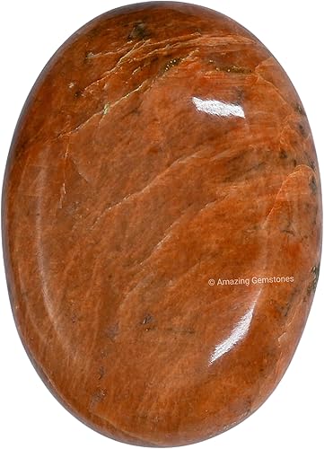 Piedra de palma de piedra lunar de durazno, piedra de preocupación para masaje caliente para equilibrio natural de chakras, curación de reiki y