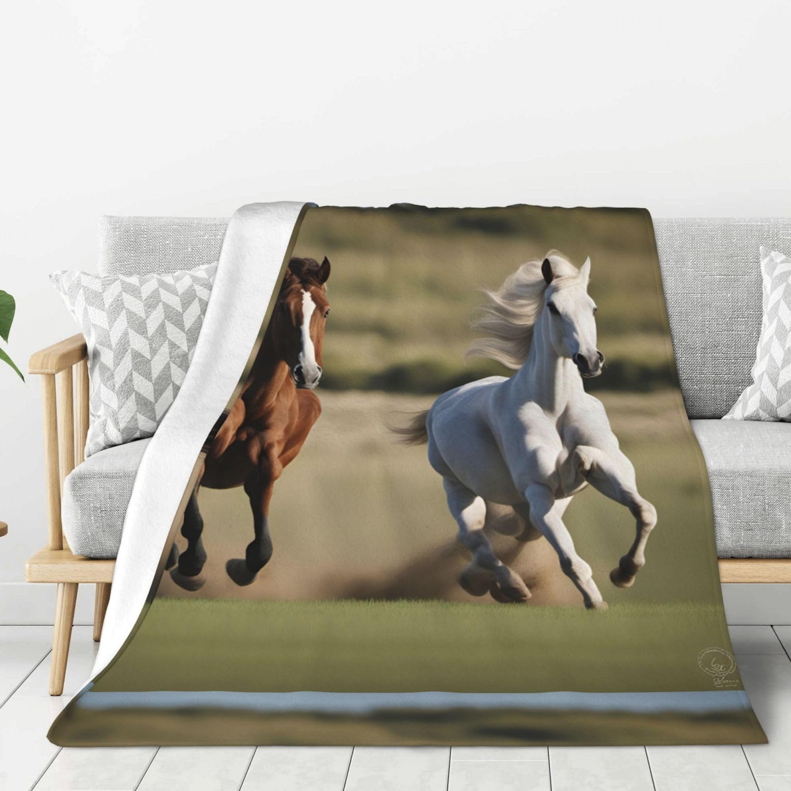 Couverture lit chaude épaisse plaid chevaux douceur thermique maximale